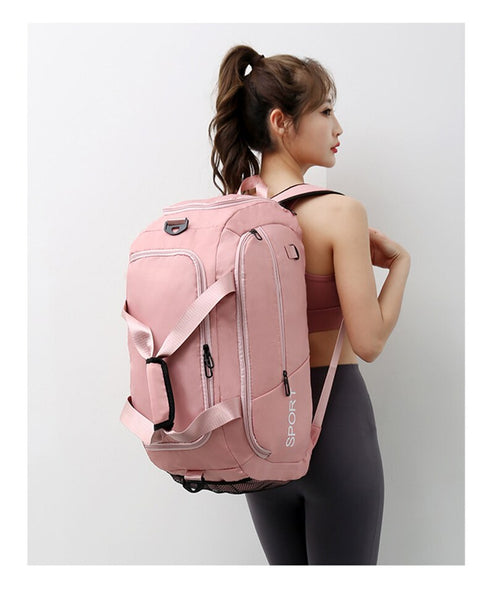 Women Fitness Gym Bag Large Capacity Travel Training Hand Luggage Weekend Waterproof Backpack  -  GeraldBlack.com