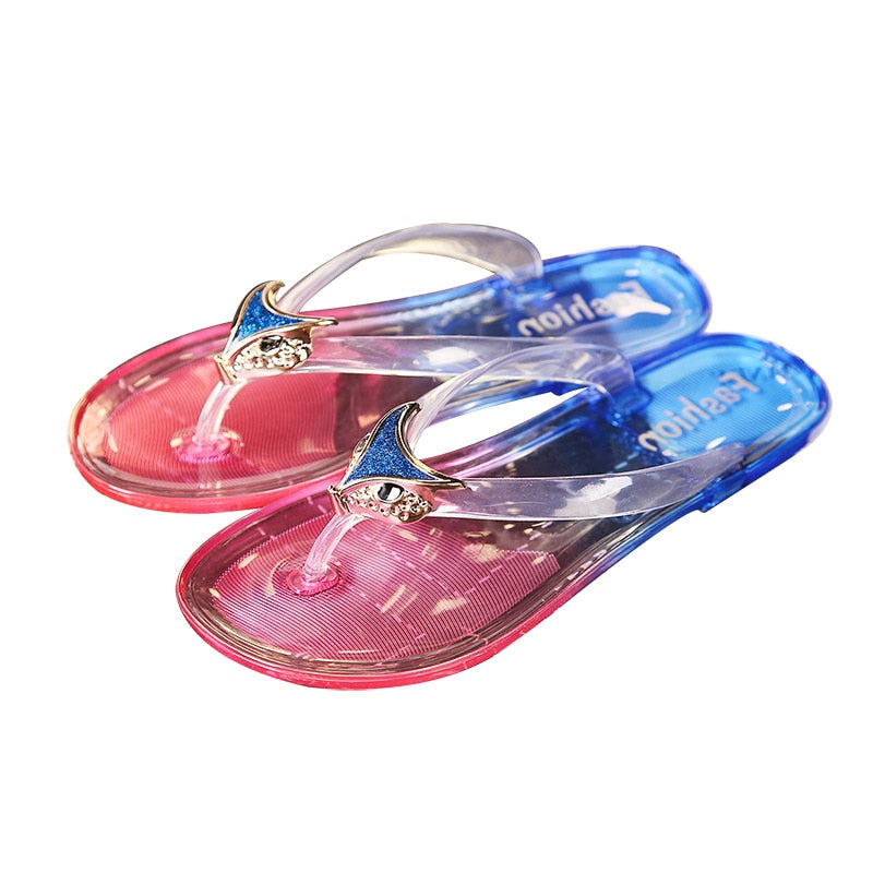 Women's Summer Leisure Style Flip Flop Solid Shinny Outdoor Slippers ...