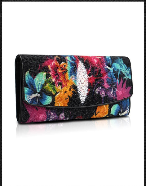 Women Flower Designer Magnetic Button Closure Card Holder Wallet  -  GeraldBlack.com