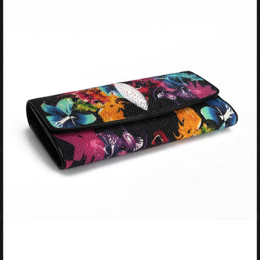 Women Flower Designer Magnetic Button Closure Card Holder Wallet  -  GeraldBlack.com