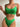 Women Green Ribbed Metal Strap Two Piece Swimsuit Bathing Suit High Waist Swimwear  -  GeraldBlack.com