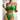 Women Green Ribbed Metal Strap Two Piece Swimsuit Bathing Suit High Waist Swimwear  -  GeraldBlack.com