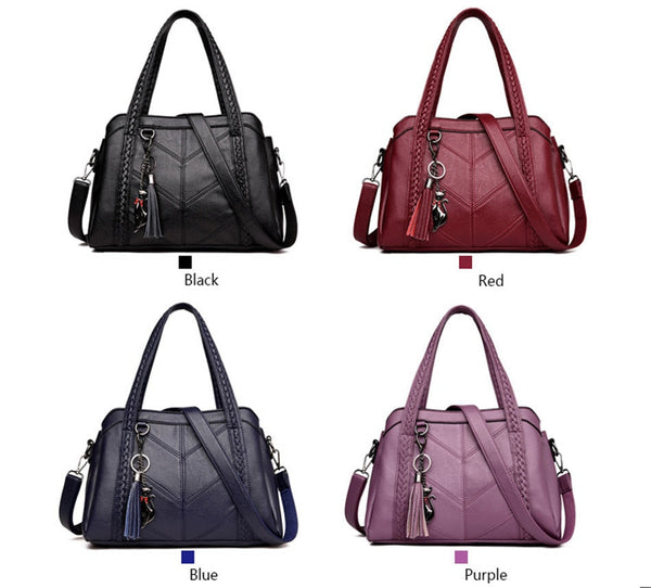 Women Leather Handbags Fashion Tassel Tote Bags Designer Crossbody Bags For Women Shoulder Bag Sac A  -  GeraldBlack.com