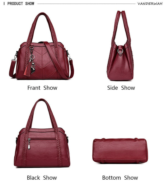 Women Leather Handbags Fashion Tassel Tote Bags Designer Crossbody Bags For Women Shoulder Bag Sac A Main  -  GeraldBlack.com