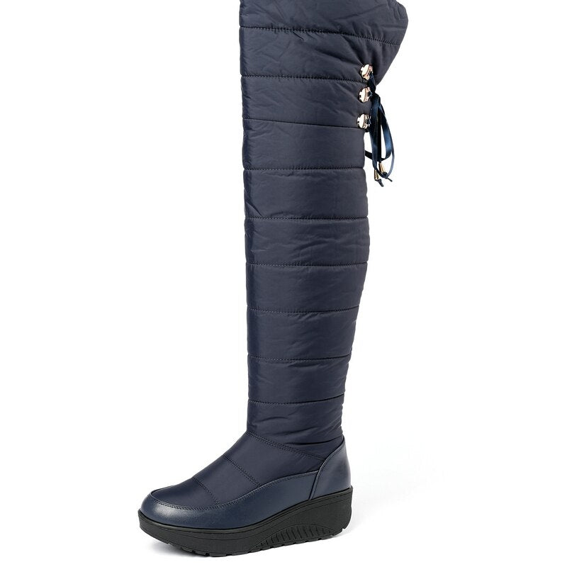 Women Long Over the Knee Comfort Soft Thick Sole Platform Snow Boots Shoes 43  -  GeraldBlack.com