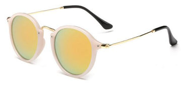 Women & Men Retro Round Sunglasses with Designer Alloy Frame & Mirror Lens - SolaceConnect.com