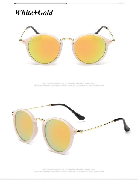 Women & Men Retro Round Sunglasses with Designer Alloy Frame & Mirror Lens  -  GeraldBlack.com