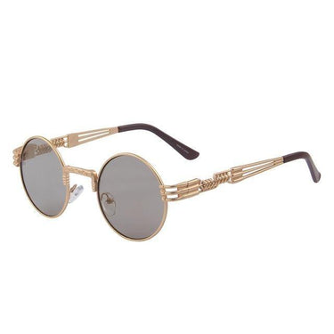 Women & Men Steampunk Retro Round Sunglasses with Metal Frame - SolaceConnect.com