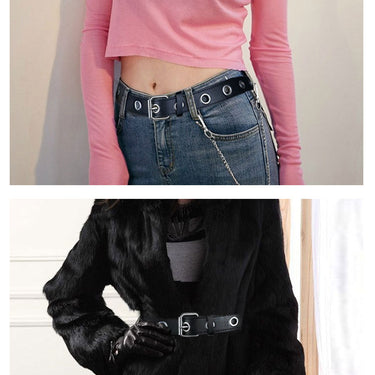 Women Novelty Adjustable Punk Hole Grunge Pin Buckle Leather Belt  -  GeraldBlack.com