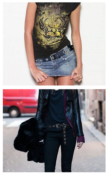 Women Novelty Adjustable Punk Hole Grunge Pin Buckle Leather Belt  -  GeraldBlack.com