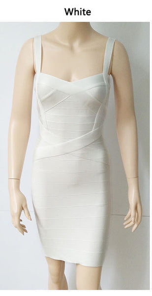 Women Rayon Spaghetti Strap Elastic Bodycon Bandage Dress for Club Party - SolaceConnect.com
