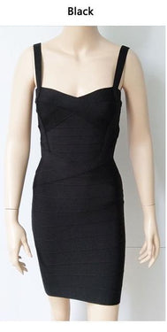 Women Rayon Spaghetti Strap Elastic Bodycon Bandage Dress for Club Party - SolaceConnect.com