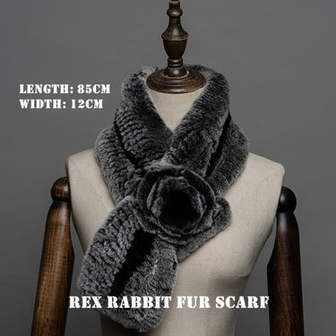 Women Real Fur Scarf Natural Rex Rabbit Fur Scarves Thick Warm Winter Fashion Big Floral GLWJ018  -  GeraldBlack.com