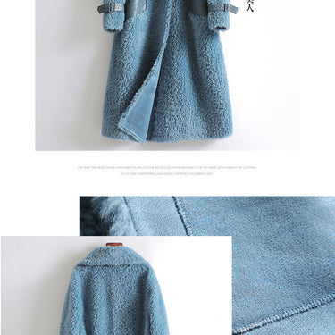 Women's 100% Wool Fur Grain Woven Lace-up Knitted Long Coats  -  GeraldBlack.com
