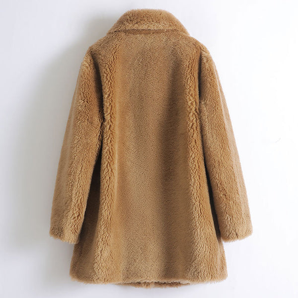 Women's 100% Wool Solid Color Medium Square-neck Knitted Coats  -  GeraldBlack.com