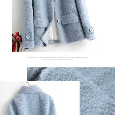 Women's 100% Wool Winter Fur Turn-down Collar Knitted Short Coats  -  GeraldBlack.com
