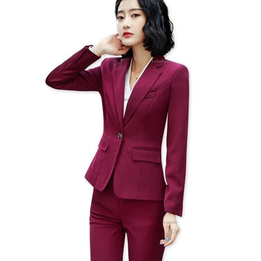 Women's 2 Pieces Zipper Fly Notched Collar Slim Fit Formal Business Suit  -  GeraldBlack.com
