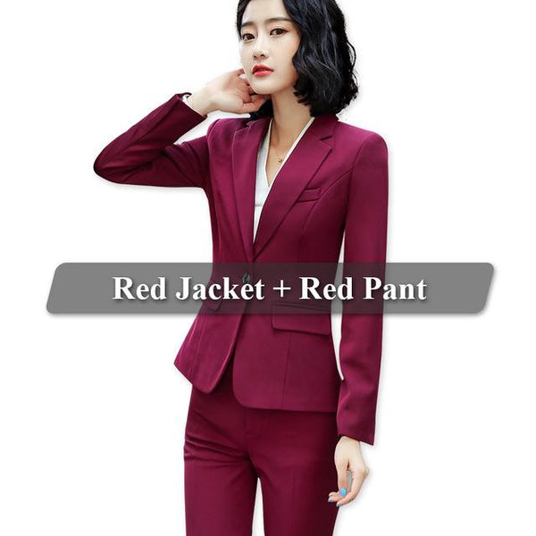 Women's 2 Pieces Zipper Fly Notched Collar Slim Fit Formal Business Suit - SolaceConnect.com