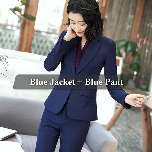 Women's 2 Pieces Zipper Fly Notched Collar Slim Fit Formal Business Suit - SolaceConnect.com