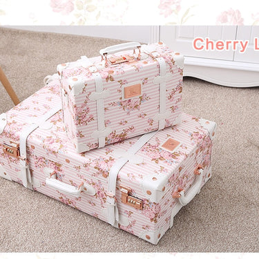 Women's 20 24 26 Inch Retro Floral Spinner Rolling Luggage Trolley Set  -  GeraldBlack.com