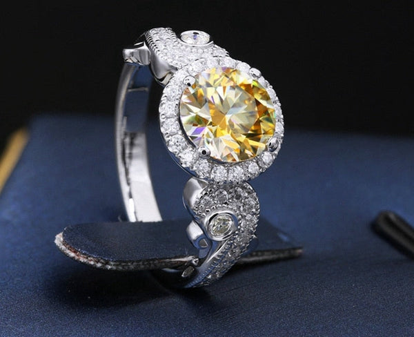 Women's 2ct 8mm Yellow Moissanite Anniversary Engagement Wedding Ring  -  GeraldBlack.com