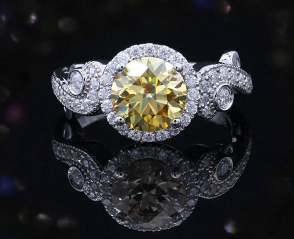 Women's 2ct 8mm Yellow Moissanite Anniversary Engagement Wedding Ring  -  GeraldBlack.com