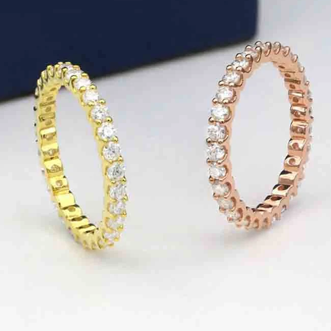 Women's 2mm D Color VVS Round Diamond Moissanite Full Eternity Rings  -  GeraldBlack.com