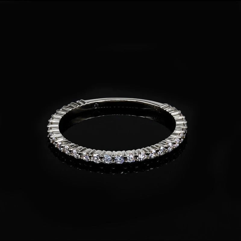 Women's 3' and '4 D Color 1.5mm Round Moissanite Eternity Engagement Ring  -  GeraldBlack.com