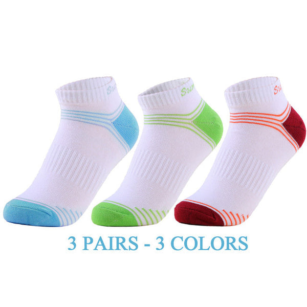Women's 3 Pairs Lot Casual Colorful Striped Breathable Ankle Socks  -  GeraldBlack.com