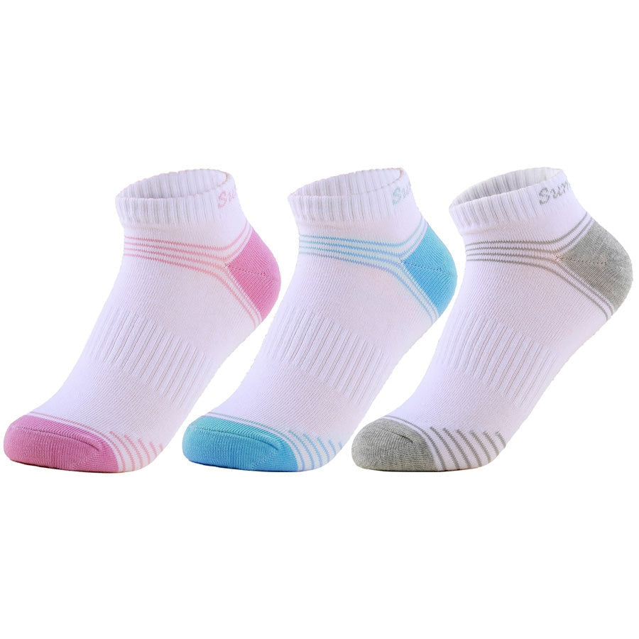 Women's 3 Pairs Lot Casual Colorful Striped Breathable Ankle Socks  -  GeraldBlack.com