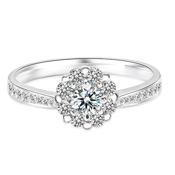 Women's 4mm Round-cut Classic 925 Sterling Silver DF Color Ring  -  GeraldBlack.com