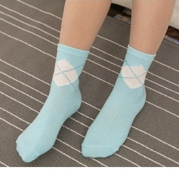 Women's 5 Pairs Lot Candy Cotton Breathable Patchwork Style Socks  -  GeraldBlack.com