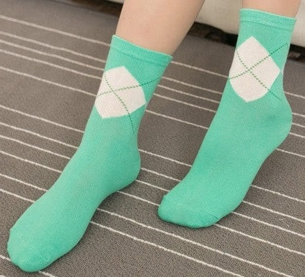 Women's 5 Pairs Lot Candy Cotton Breathable Patchwork Style Socks  -  GeraldBlack.com
