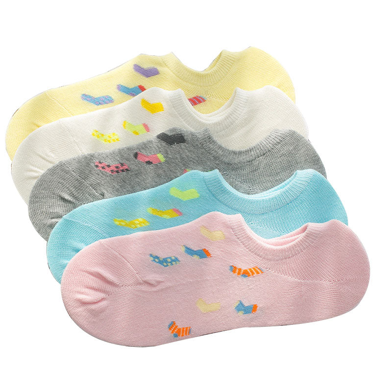 Women's 5 Pairs Lot Casual Cotton Breathable Ankle Sweet Gift Socks  -  GeraldBlack.com