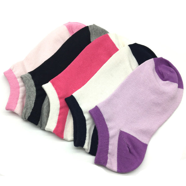 Women's 5 Pairs Lot Casual Cotton Candy Solid Color Ankle Socks  -  GeraldBlack.com