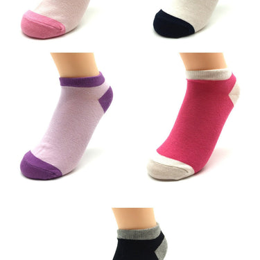 Women's 5 Pairs Lot Casual Cotton Candy Solid Color Ankle Socks  -  GeraldBlack.com