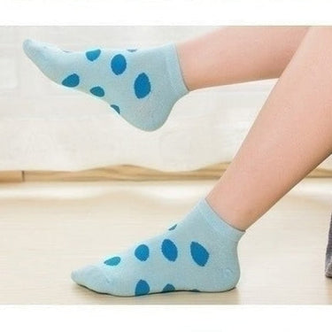 Women's 5 Pairs Lot Casual Cotton Dot Pattern Breathable Ankle Socks  -  GeraldBlack.com