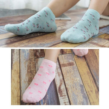 Women's 5 Pairs Lot Casual Flower Pattern Cotton Ankle Gift Socks  -  GeraldBlack.com
