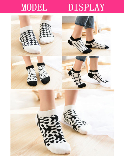 Women's 5 Pairs Lot Summer Cotton Casual Boat Low Cut Short Ankle Socks  -  GeraldBlack.com