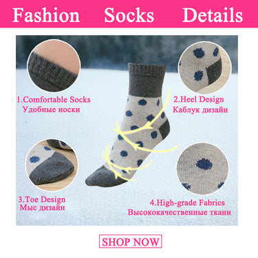 Women's 5 Pairs Lot Wool Cashmere Warm Winter Christmas Gift Socks  -  GeraldBlack.com