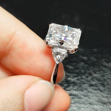 Women's 8*10mm Radiant Cut White Moissanite Trillion Sterling Silver Ring  -  GeraldBlack.com