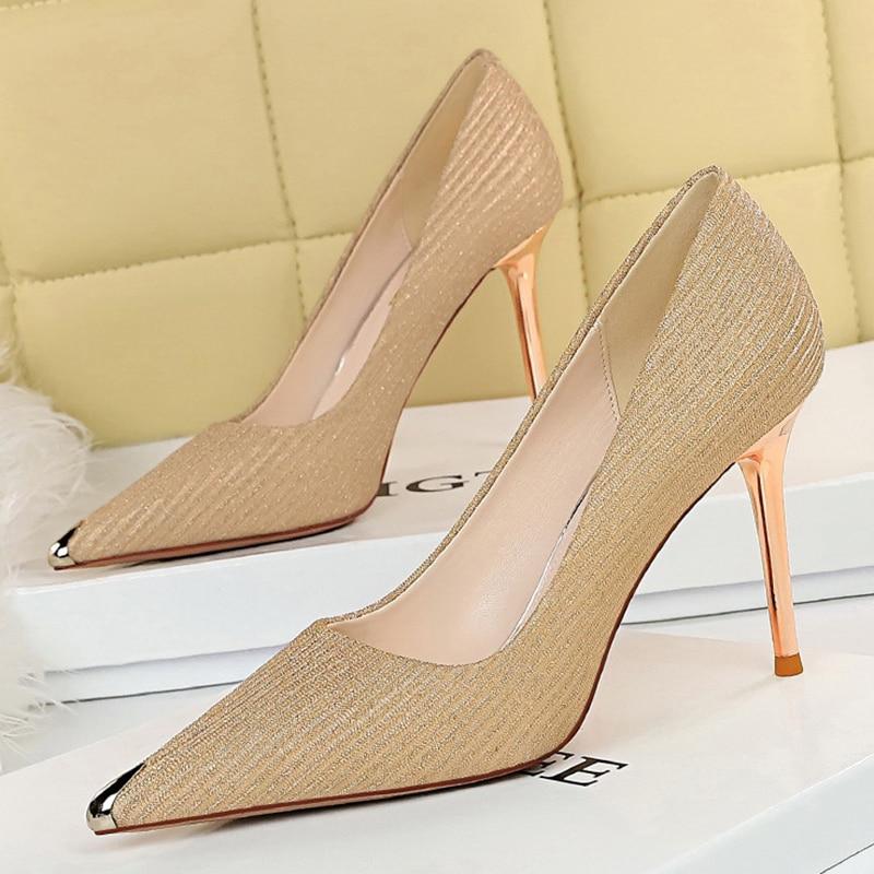 Women's 9.5cm Drag Queen High Heels Pumps with Bling Glitters - SolaceConnect.com