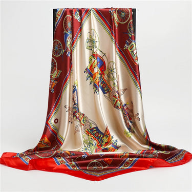 Women's 90cm Luxury Silk Satin Square Bandana Printed Hijab Shawl  -  GeraldBlack.com