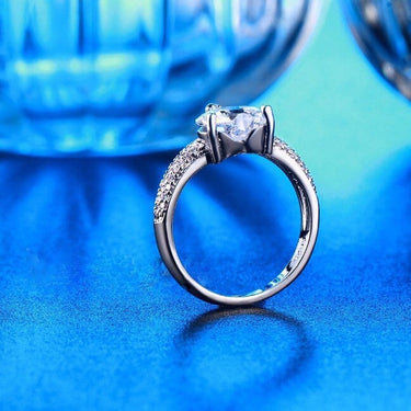 Women's 925 Sterling Silver Big Heart Crystal Engagement Wedding Rings  -  GeraldBlack.com