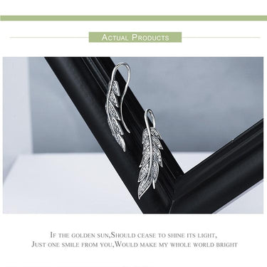 Women's 925 Sterling Silver Feather Wings Drop Vintage Earrings - SolaceConnect.com