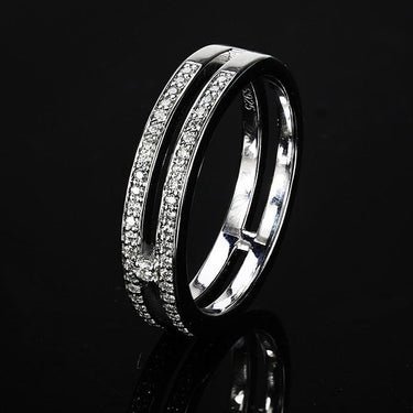 Women's 925 Sterling Silver H Shape Double Layers Half Eternity Band Rings  -  GeraldBlack.com