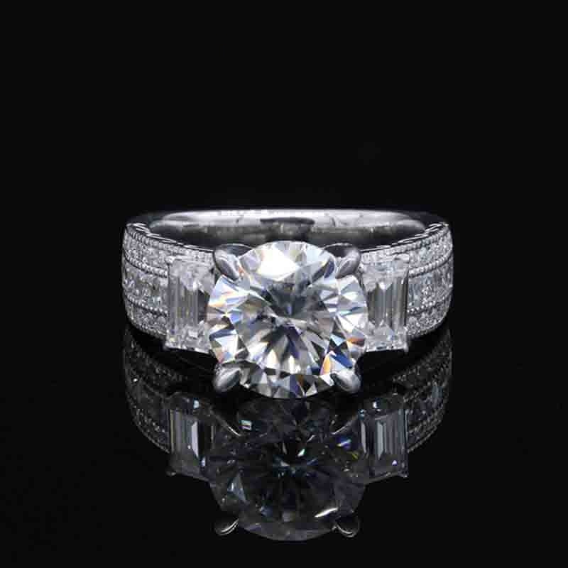 Women's 9mm 3ct Synthetic Diamond Moissanite 925 Sterling Silver Ring  -  GeraldBlack.com