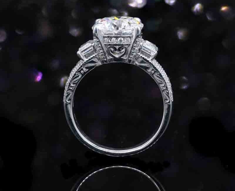 Women's 9mm 3ct Synthetic Diamond Moissanite 925 Sterling Silver Ring  -  GeraldBlack.com