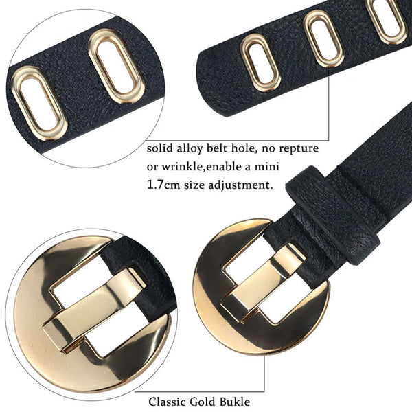 Women's Adjustable Hole Punk Alloy Pin Buckle Leather Belt for pants  -  GeraldBlack.com