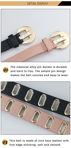 Women's Adjustable Hole Punk Alloy Pin Buckle Leather Belt for pants  -  GeraldBlack.com